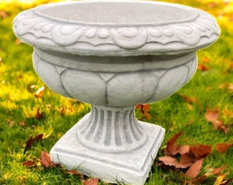 Radiance urn statue Detailed flowers planter sculpture Stone flowers pot figure Outdoor water pot Planter for patio or backyard decoration