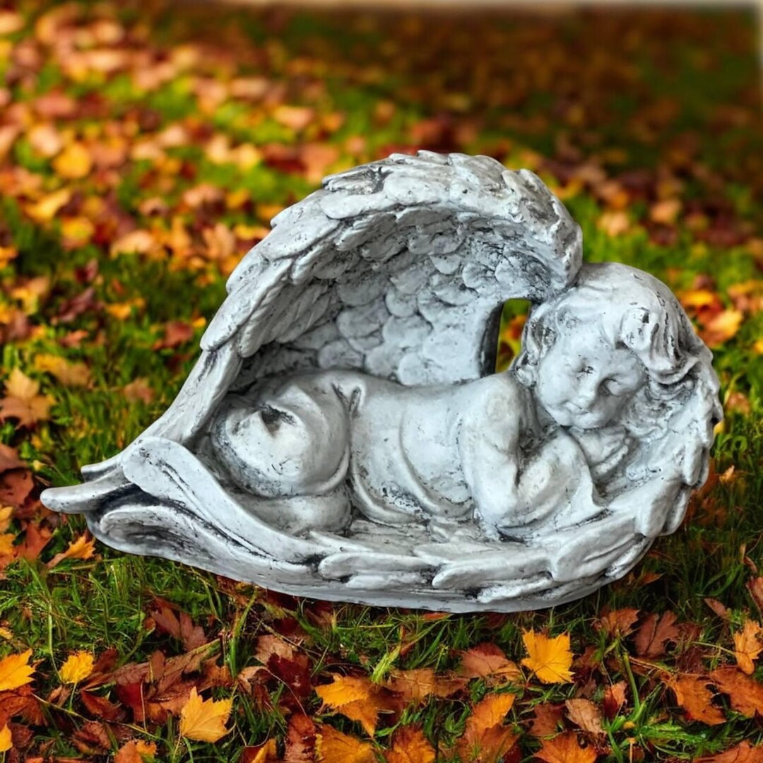 Laying Angel Small Figure Religious Cherub Statue Concrete Child in ...