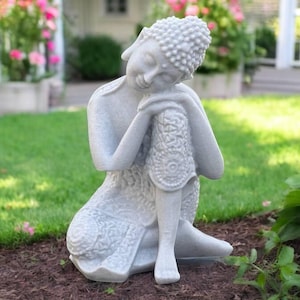 Meditating Buddha Garden Sculpture Outdoor Buddha Statue Japanese Yard Decoration Zen Style Resin Figure Concrete or Plastic Asian Buddha