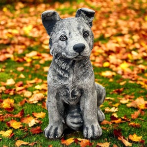 Puppy German Shepherd statue Painted dog sculpture German Shepherd memorial stone Cement pet loss gift Garden German Shepherd figure