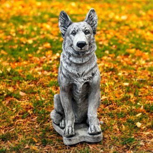 German Shepherd statue Outdoor dog memorial figure Cement sculpture Sitting German dog statuary Painted Shepherd figurine Yard decoration