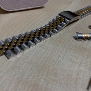 19mm/20mm 2/ton gelb silber Jubilee Uhrenarmband, Armband passend für Datum eben