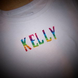 Iron on Letters Patch Rainbow letter Patch 1-6 letters, Small 1 1/2&quot; Tall, - Craft - Put your name or Word in the notes. Words Appliques