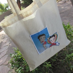 Betty Boop Tote Bag large canvas tote, One-of-a-Kind Market Bag, Reusable Grocery