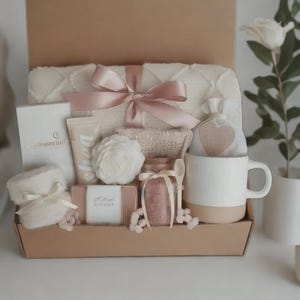 Umarmung in einer Box, Ermutigungsgeschenk, Mama Geschenkset, Hygee Geschenkbox, Thinking Of You Box, Gemütliches Pflegepaket, Selbstpflegekorb, Decke Geschenkbox