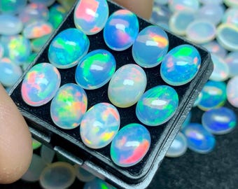 Natural Welo Opal Cabochon Gemstone, Flashy Fire Oval Shape Making Jewelry Opal Lot