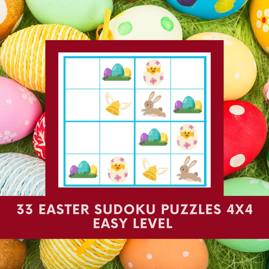 Easter 33 Sudoku 4x4 Puzzles, Easy Level, Executive Functions for ...