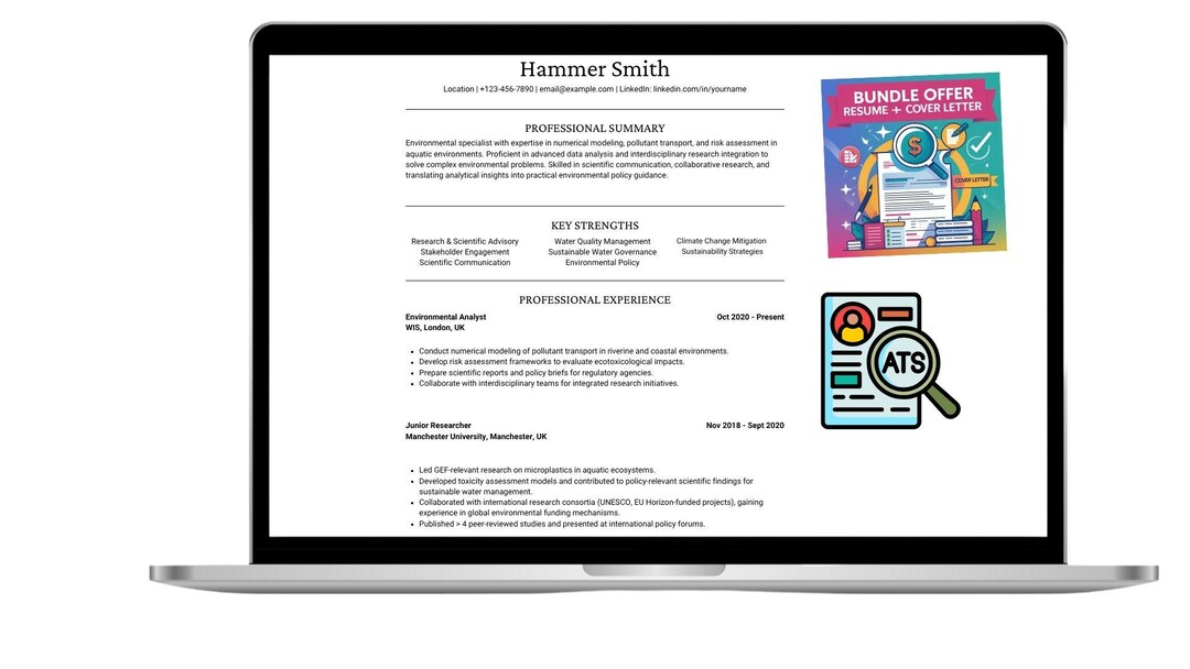 STEM Resume Template + Cover Letter | Environmental Science CV | Word ...