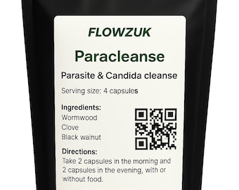 Flowzuk Paracleanse Parasite Detox, Wormwood, Clove, Black Walnut Vegan Capsules
