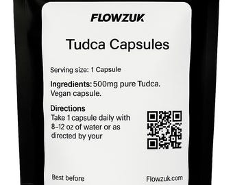 TUDCA Liver Support 500mg Capsules - Bile Salts Tauroursodeoxycholic Acid Detox Vegan