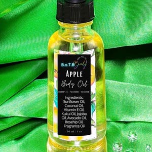 Apple Scented Body Oil: Natural Glow Moisturizer, Esthetician Formulated