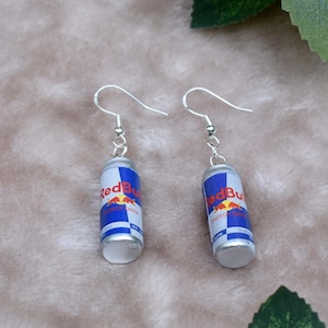 Mini Redbull Earrings & keyrings! Silly Jewellery Gifts for Them, Energy Drink Accessories for Party, Bar, Celebration, Birthdays, Christmas