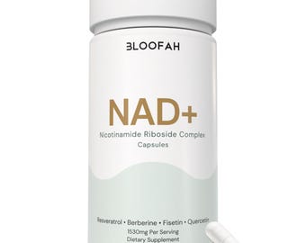 NAD+ Capsules | Nicotinamide Riboside | Resveratrol & Green Tea | 18 Ingredient Formula | Clean Supplement | Bloofah