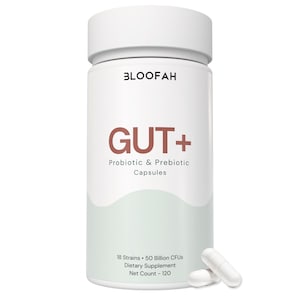 Gut+ Probiotic Capsules | 18 Strains | Prebiotic & Cranberry Extract | 50 Billion CFU | Clean Supplement | Bloofah image 1