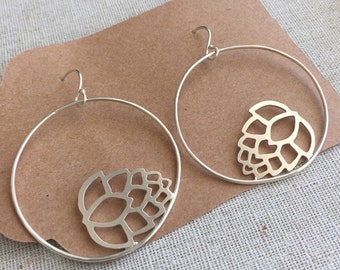 Beer hop hoop earrings