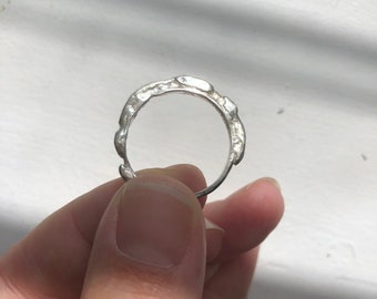 Size 8 recycled silver “Debris” ring