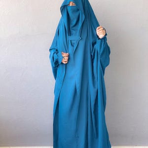 Couverture complète Teal Blue Shade Jilbab saoudien abay burqa femmes abaya burqa Jilbab Abaya femmes hijab mode abaya dubaï abaya afghane burqa