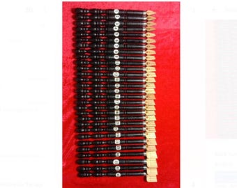 5pcs Black Tummar Qalam Set: Wooden Nib Calligraphy Pens - Urdu & Arabic Khatati