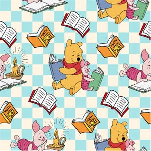 Winnie The Pooh Fabric Pooh Bear＆Piglet Back To School Fabric Cartoon Cotton Fabric Anime Fabric By The Half Yard