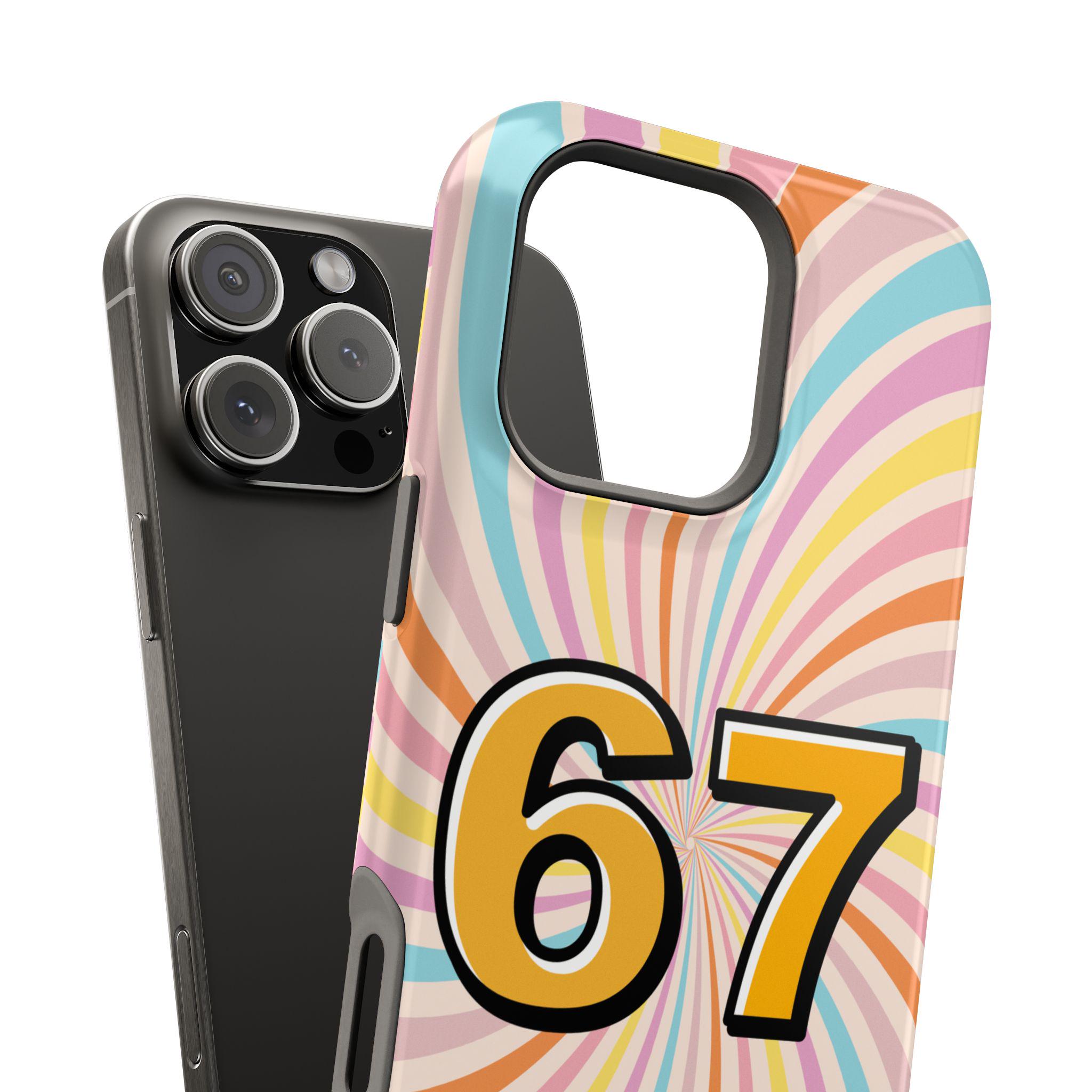 6-7 Meme Magnetic Phone Case, Retro Swirls Viral Trend Number