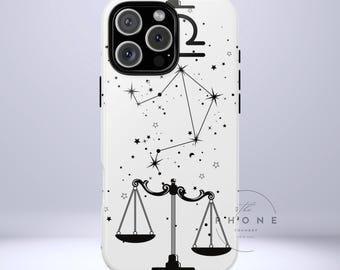 Libra Zodiac Tough Phone Case, Astrology Gift for Her, Celestial Star Sign Cover, Compatible with iPhone, Galaxy, Google