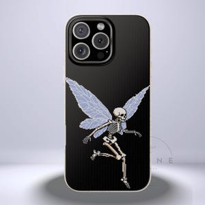 Skelett Fee Biologisch abbaubare Handyhülle, Gothic Pixie Art Design Dark Fantasy Aesthetic Kompatibel mit iPhone 16, 15, 14, 13, Galaxy Handys