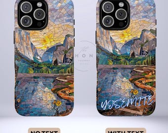 Yosemite National Park Tough Phone Case, Scenic Mosaic, Mountain Landscape Phone Cover Compatible with iPhone, Galaxy, Google