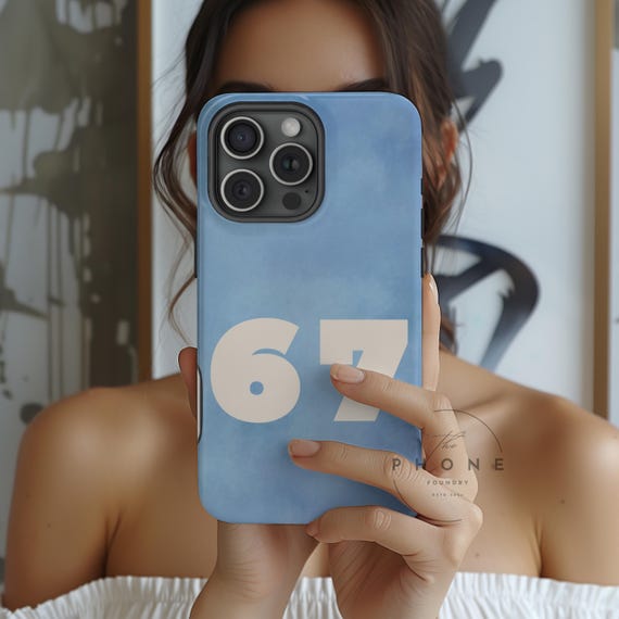 6-7 Meme Magnetic Phone Case, Blue Viral Trend Number Design