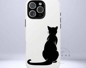 Black Cat Halloween Tough Phone Case Coquette, Creepy Gift for Her, Goth Spooky, Compatible with iPhone 17, 16, 15, 14, 13, Galaxy, Google
