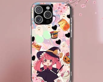 Funda de teléfono de Halloween con diseño de anime, funda de bruja kawaii, funda de fantasma espeluznante para iPhone, Galaxy y Pixel, regalo de otoño con un toque pastel.