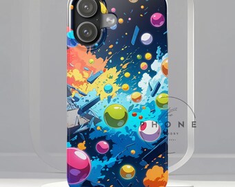 Anime Energy Blast Slim Phone Case, Power-Up Aesthetic, Compatible with iPhone 17, 16, 15, 14, 13, Anime Battle Scene Style