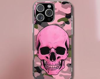 Skeleton Lovers Tough Phone Case - Pink Spooky Style, Pastel Goth Aesthetic, Compatible with iPhone, Galaxy, and Google Phones