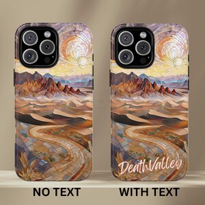 デスバレー国立公園の頑丈なスマホケース、カリフォルニア砂漠の砂丘モザイクカバー、iPhone 17、16、15、14、13、Galaxy、Googleに対応