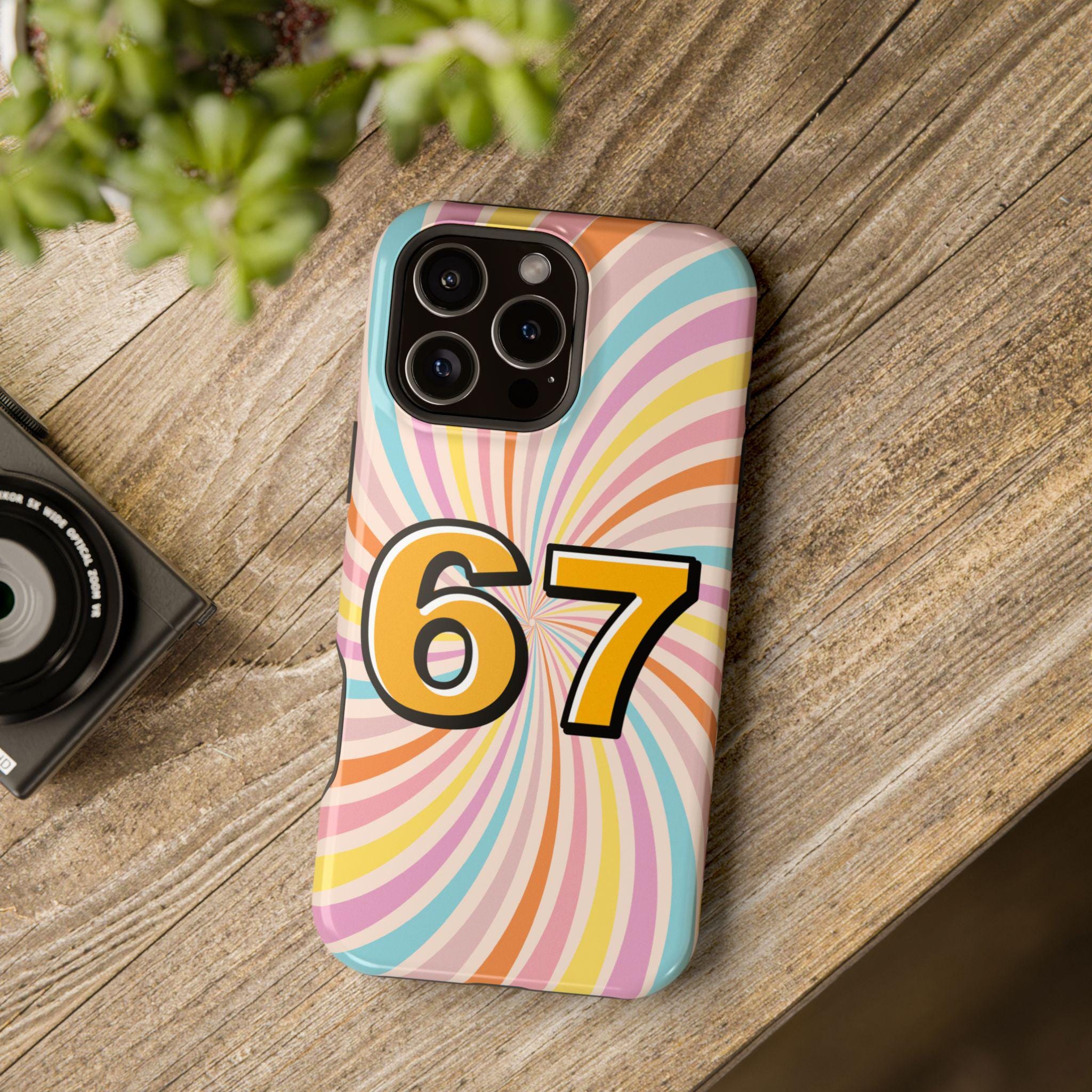 6-7 Meme Magnetic Phone Case, Retro Swirls Viral Trend Number