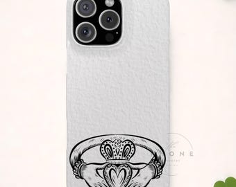 Irish Claddagh Slim Phone Case Irish Symbol Ring Minimal Black White Design Love Loyalty Friendship Compatible with iPhone 17 16 X Pro Max