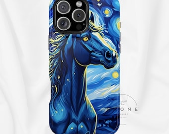 Year of the Horse Magnetic Phone Case Chinese Zodiac Blue Horse Art Design Compatible with iPhone 17 16 15 14 13