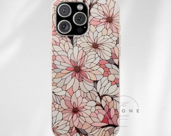 Stained Glass Pastel Floral Mosaic Biodegradable Phone Case, Pastel Design, Compatible with iPhone 16, 15, 14, 13, 12, 11