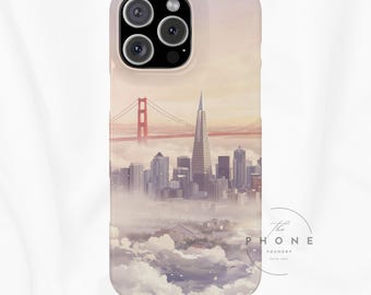 Cityscape Slim Phone Case, San Francisco Skyline, Ethereal Urban Cover, Compatible with iPhone 17, 16, 15, 14, 13, 12, 11