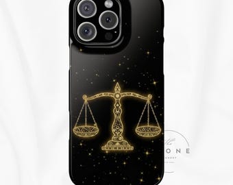 Libra Zodiac Slim Phone Case, Celestial Star Sign Phone Cover Compatible with iPhone 17, 16, 15, 14, 13, 12, 11