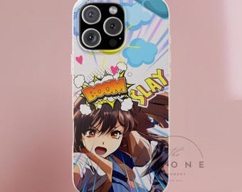 Biodegradable Phone Case Anime Comic Pop Art Design, Boom Slay Manga Style Cover, Compatible with iPhone 16, 15, 14, 13, Galaxy
