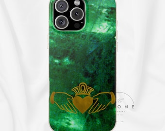 Irish Claddagh Biodegradable Phone Case, Symbol Ring, Love Loyalty Friendship Vintage Gold, Compatible with iPhone 17 16 15 14 13 12 11