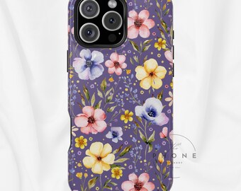 Watercolor Wildflower Magnetic Phone Case, Colorful Cottagecore Floral Pattern, Compatible with iPhone 17, 16, 15, 14, 13