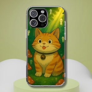 Forest Spirit Cat Phone Case, Cottagecore Anime Mushroom Gift, Tough Phone Case, Compatible with iPhone, Galaxy, Google Phones