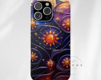 Purple Stained Glass Floral Biodegradable Phone Case, Compatible with iPhone 16, 15, 14, 13, 12, 11