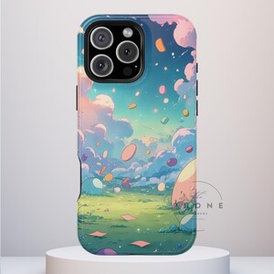 Dreamy Anime Landscape Tough Phone Case, Pastel Fantasy, Compatible with iPhone, Galaxy, and Pixel, Soft Cloudcore Vibes