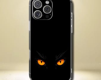 Black Cat Tough Phone Case - Gothic Halloween Aesthetic, Subtle Spookycore Aesthetic, Compatible with iPhone, Galaxy, and Google Phones