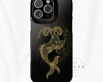 Capricorn Zodiac Slim Phone Case, Celestial Star Sign Phone Cover Compatible with iPhone 17, 16, 15, 14, 13, 12, 11