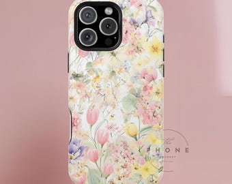 Colorful Fantasy Garden Watercolor Magnetic Phone case, Cottagecore Nature, Compatible with iPhone 17, 16, 15, 14, 13