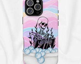 Magnetyczne etui na telefon Summerween, pastelowy szkielet, miłośnik książek w stylu gotyckim, upiorna kokietka na Halloween, kompatybilne z iPhone'em 17 16 15 14 13