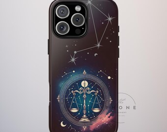 Libra Zodiac Tough Phone Case, Astrology Gift for Her, Celestial Star Sign, Compatible with iPhone, Galaxy, Google